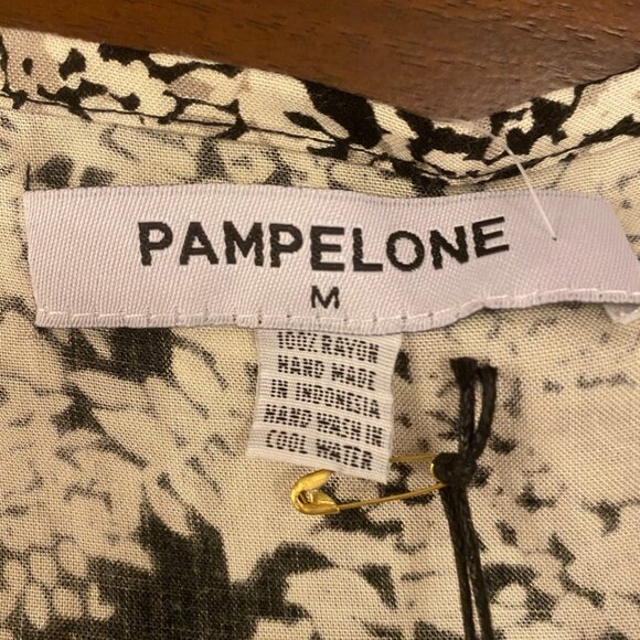 Pampelone Dress Valentina Black White Floral Printed High Slit Maxi - Picture 5 of 7